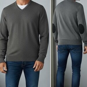 Hackett London | Merino Wool Silk Cashmere V-Neck Sweater Men's Medium Luxe Knit